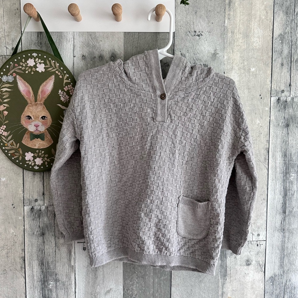 Gray waffle Knit Hoodie
